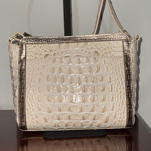 Brahmin Cream and Brown Textured Crossbody Bag - Picture 5 of 13